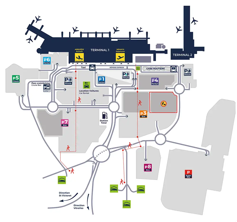 Plan des parkings plan parkings aéroport marseille